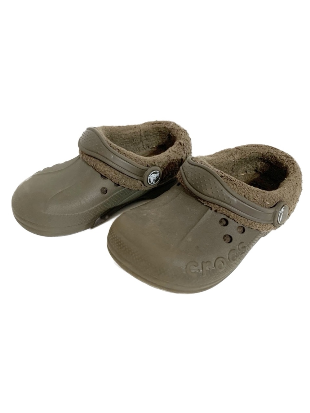 Dual Crocs Comfort™ Faux Fur Lined Adjustable Strap Croc Shoes Warm Brown 10-11